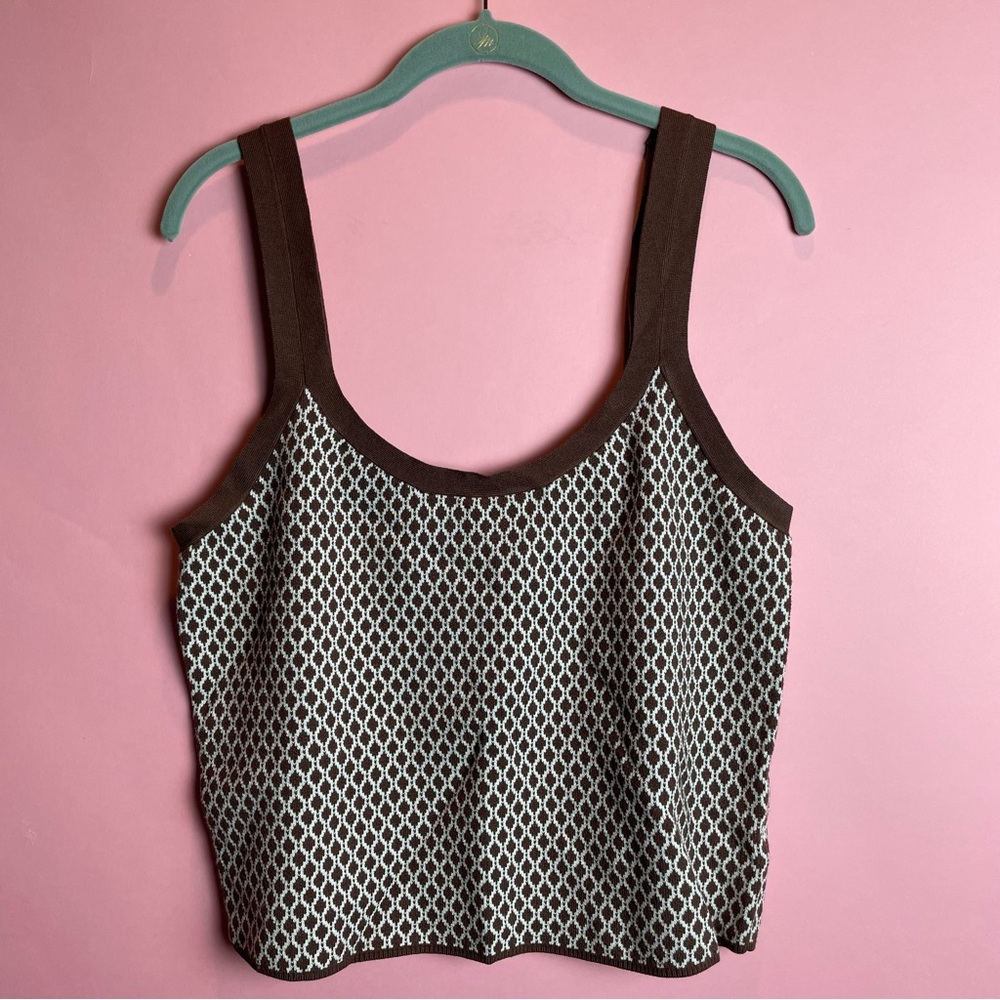 Abercrombie & Fitch NWOT Knit Brown Crop Tank Top with Lattice Pattern